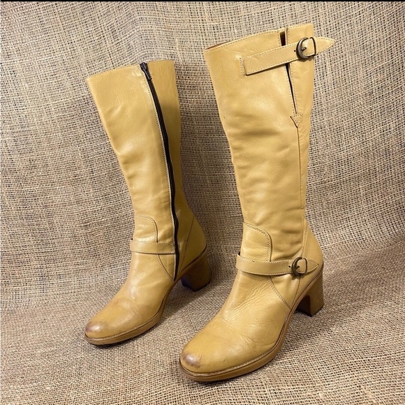 Dansko Boots Leather Tan Heel Zip Buckle Women's Almond Toe 9.5-10 Eu 40 Cream - Picture 1 of 6